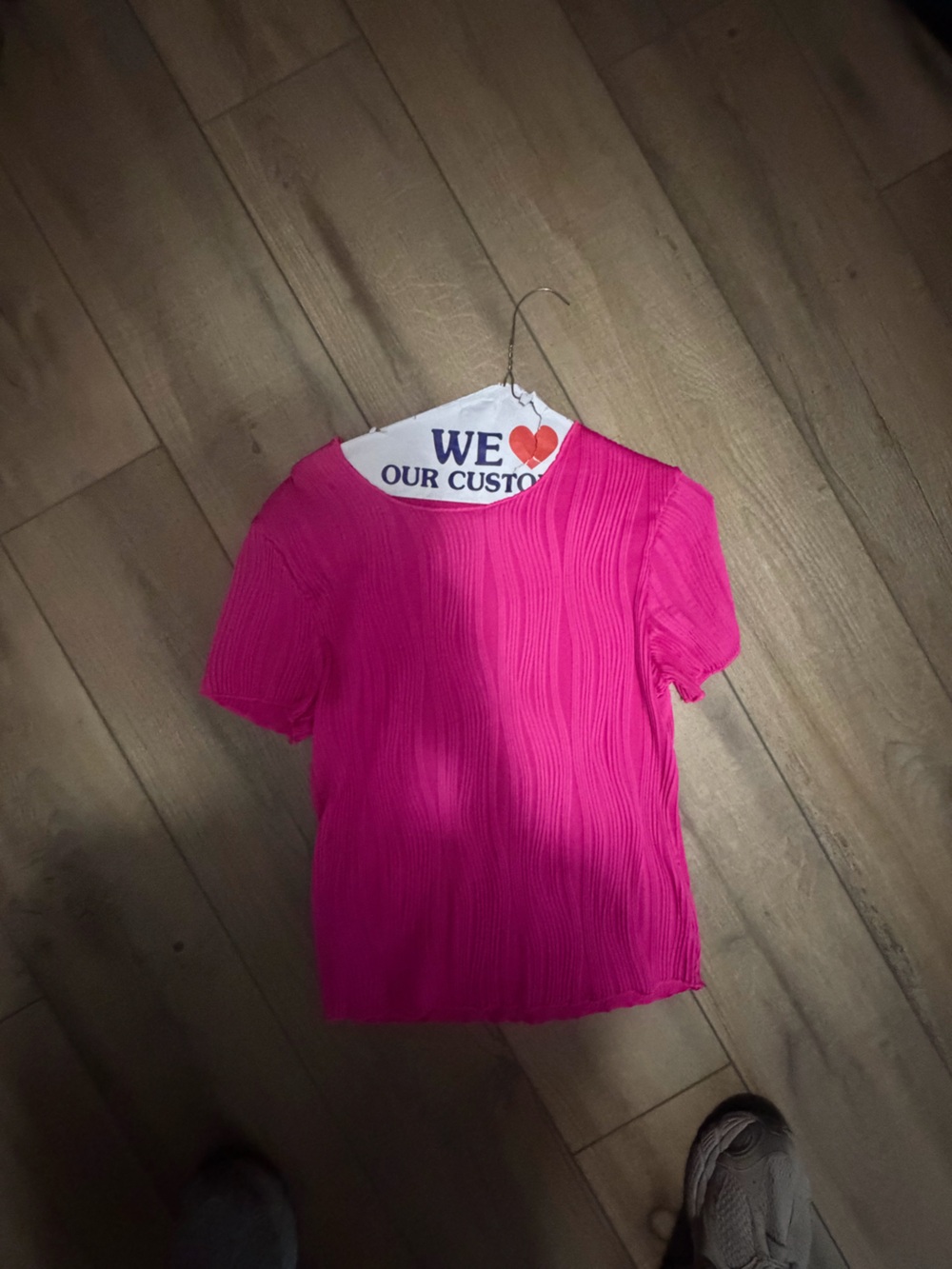 Hot Pink Ribbed Short Sleeve Top